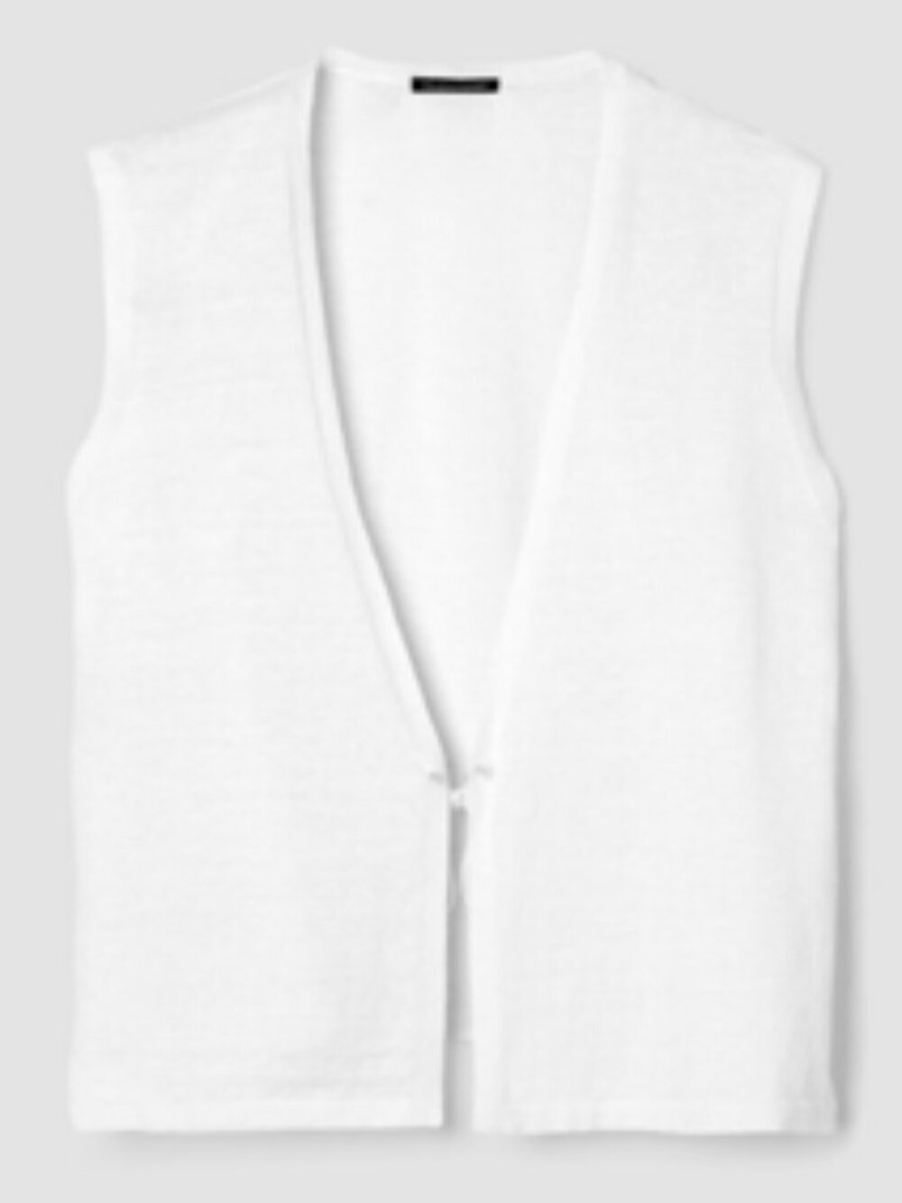 Eileen Fisher White V Neck Lightweight Organic Linen Cotton Vest With Front Tie - Picture 10 of 13